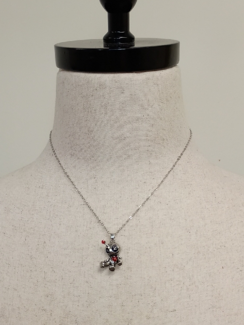 Charm Pendant Necklace Silver Tone Red Crystal Accent Chain
